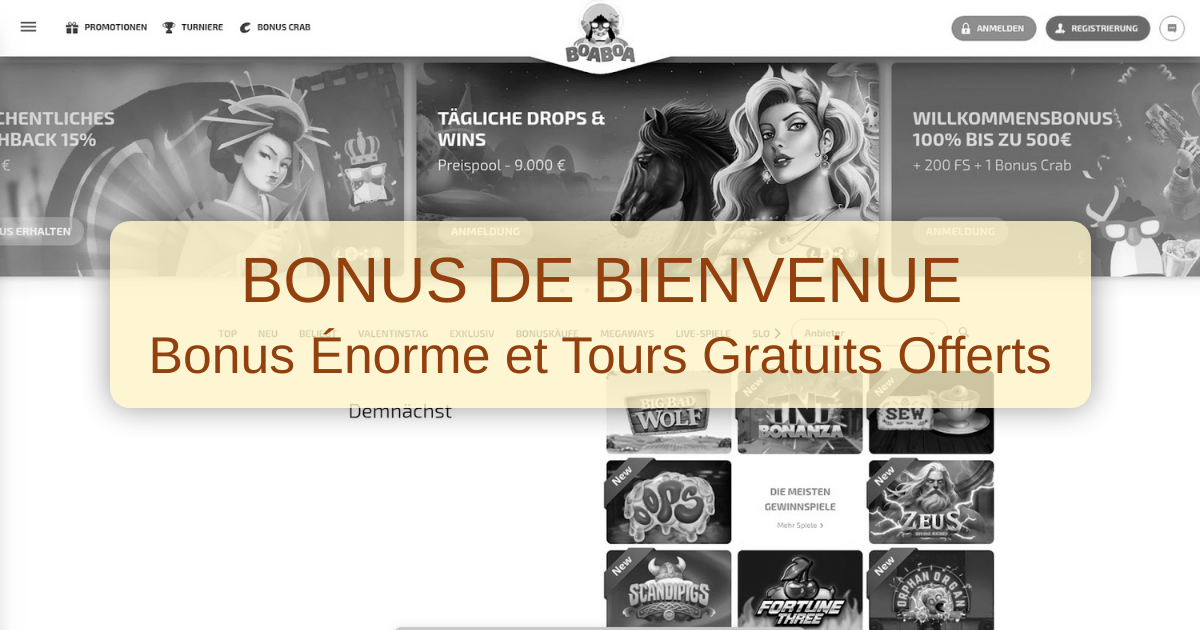 BoaBoa Casino Bonus - Jusqu'à 500 € + 100 Tours