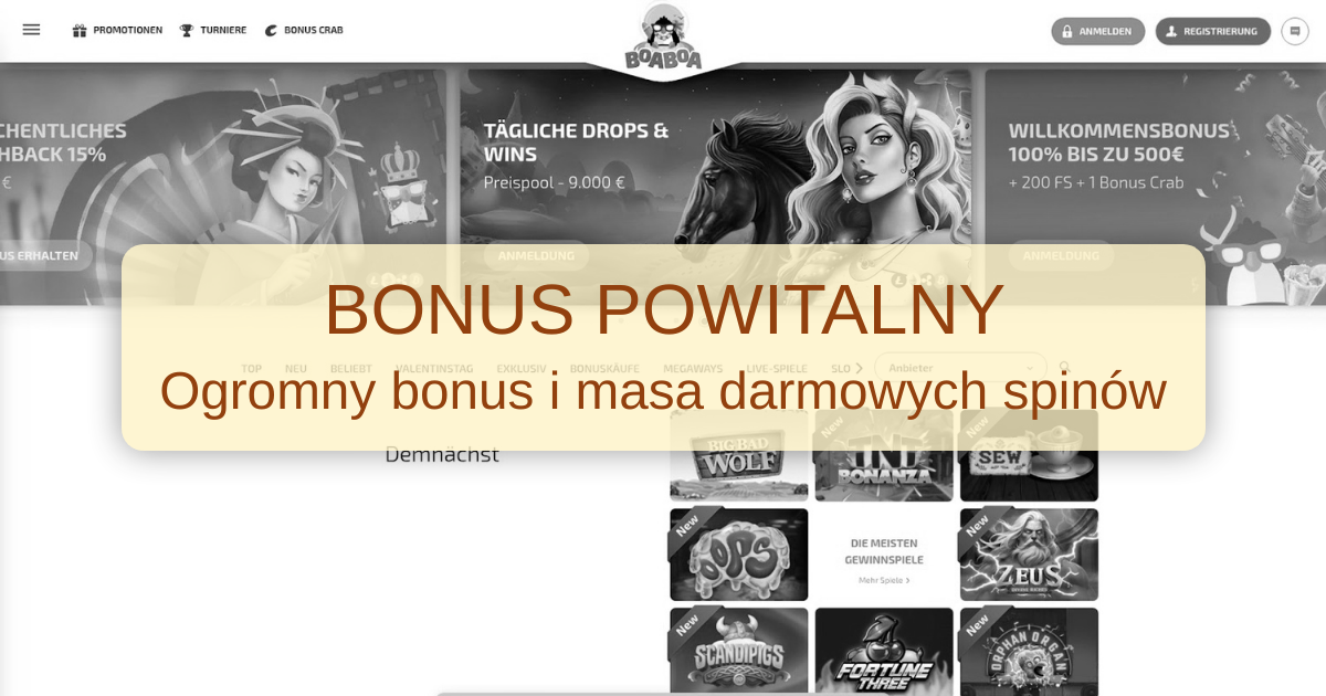 BoaBoa Casino Bonus - 500 € + 100 Darmowe Spiny